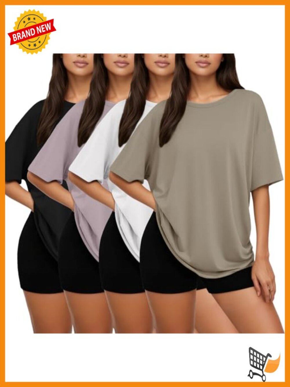 Oversized T-Shirts 4 Pack Loose Fit Crew Neck Summer Baggy Workout Tees Plus